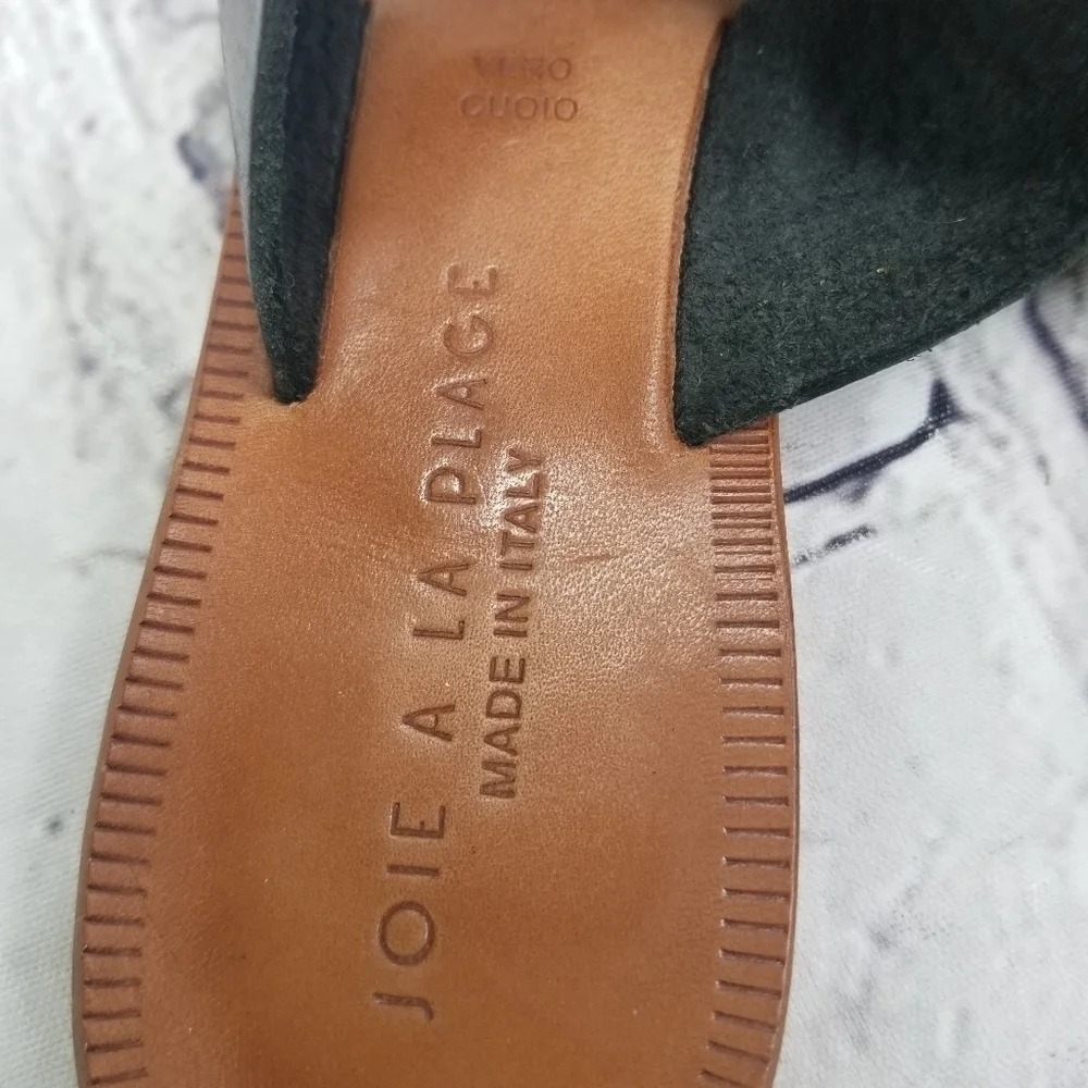 Joie a la plage Nice flat black tan leather thong sandals